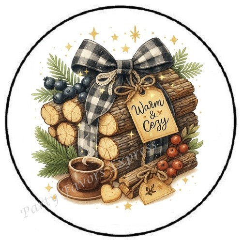 WARM AND COZY WINTER CHRISTMAS ENVELOPE SEALS LABELS STICKERS PARTY FAVORS