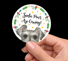 Schnauzer Santa Hat Christmas Stickers