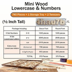 740 Pieces Half Inch Mini Blank Wood Lowercase, Lowercase (H)0.3-0.5 in