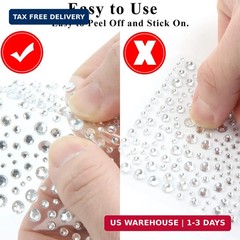 KIMOBER 325pcs Clear Rhinestone Stickers,Self Adhesive Bling Gems