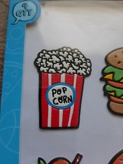 STAPLES PLASTIC RAISED JUNK FOOD STICKERS. ICE CREAM DOUGHNUT POPCORN BURGER