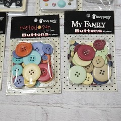 Scrapbook/crafting Brads/Buttons/Slides Lot of 8 metal/plastic All new Package