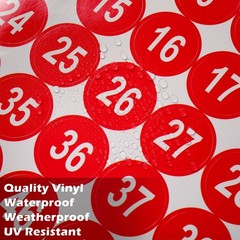 10 Sheets 1-50 Vinyl Number Stickers 1 Inch Self-Adhesive Waterproof Red