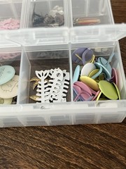 Lot in Case of Embellishments for Crafts and Scrapbooking, Letter Beads, Charms