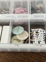Lot in Case of Embellishments for Crafts and Scrapbooking, Letter Beads, Charms