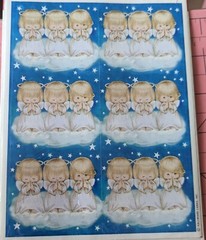 VINTAGE HALLMARK STICKERS Christmas Angel trio Ruth Morehead 1 sheet new