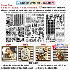 Rub On Transfers for Crafts Pressure Transfer Stickers Small, Multiple colors