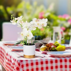 XunYee Orchid Artificial Flowers in Pot 15 Inches Artificial Orchid Flowers P…