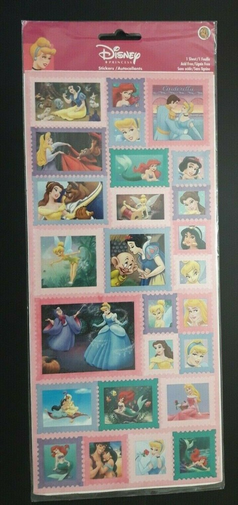 Disney Princess Sticker Sheet ~ Princesses By Sandylion – 1 Sheet – New & Sealed