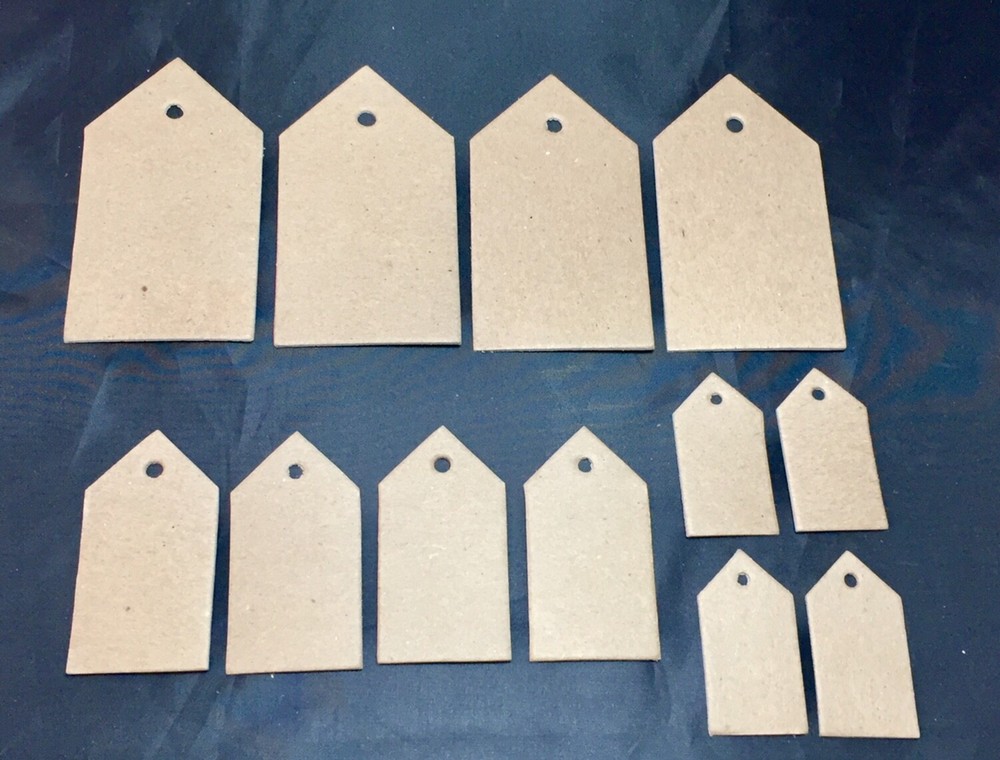 Traditional Tags 12 Chipboard Die Cuts 3 sizes Enbellishments Scrapbook Crafts