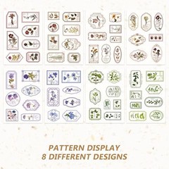 Bomichi 120 Pcs Flowers Stamp Stickers, Vintage Transparent Flower Stamps