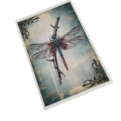 DRAGONFLIES POSTCARDS, Card Toppers Scrapbook Junk Journal Art Cards 4 pcs,