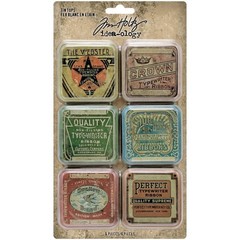 Tim Holtz idea-ology Tin Tops, 6 Pieces, Vintage-Styled Lids for Assemblage