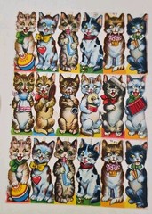 Vintage PZB Embossed Die Cuts Victorian Cats Germany NOS