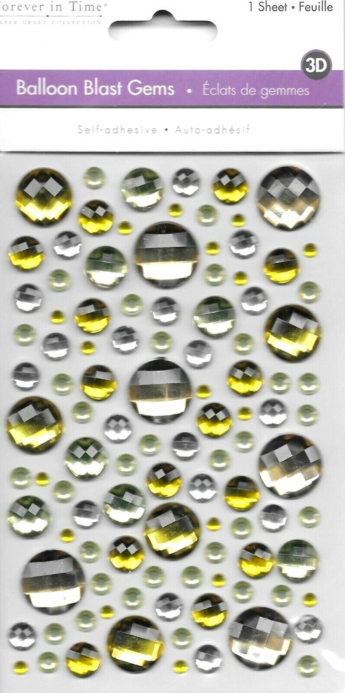GEMS Clear Silver Gold Bling Rhinestones Round Jewels Forever in Time Stickers