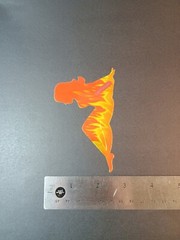 Vintage Stickers MUD FLAP GIRL Glossy Foil Vending Sticker VTG PVI Flames 01