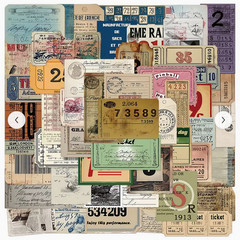 25 PIECES TICKET TAGS AESTHETIC STICKERS SCRAPBOOK JUNK JOURNAL PHONE PC #14