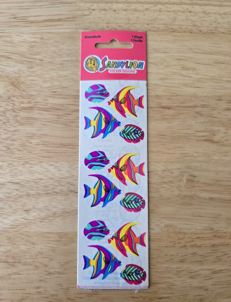Vintage SANDYLION Sealed Sticker Strip Colourful Fish