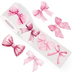 500pcs/roll Pink Bow Seal Stickers, Cute Gift Box Blessing Stickers, Packaging D