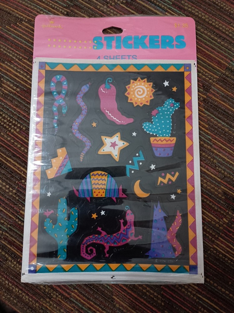 Vintage 1990 Hallmark Sticker packages Southwestern 4 Sheets Desert Cactus