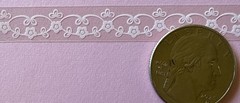WHITE LACE BORDER Asst•Mylar Stickers (6pc)3/4”x 6”Flowers •Strips•Card Making•