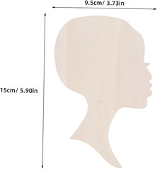 12Pcs African Woman Face Wooden Cutouts with Lashes for DIY Painting and Craft P