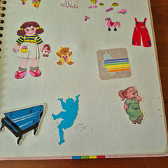 Vintage 1980s Sticker Album Book Puffy Hello Kitty Snoopy Apple Garbage Pail