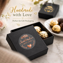 100PCS with Love Stickers, Transparent Rose Gold Foil Labels for Boutique Small