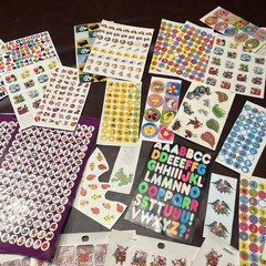 Large Lot of Stickers Many Vintage School Grading Highlights Incomplete Sheets