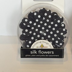 Lot Fabric Silk Flowers Black Teal Lilac Polka Dot & Buttons Pack Crafting NEW