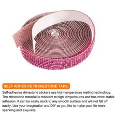 0.6 Inch Self Adhesive Rhinestone Strips 3 Yard for Crafts,Rose Red