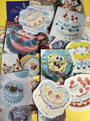 Set of 24 Blue Sky Buttercream Birthday Cake Stickers Scrapbooking Card Making