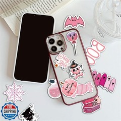 50pcs Pink Halloween Stickers,Pink Ghost and Pumpkin Sticker Kawaii Ghost Sty