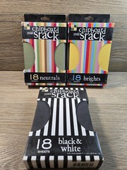 DCWV Chipboard Mat Stack 18 Sheets 4.5 X 6.5NEW Lot Of 3 Neutrals, B&W, Brights