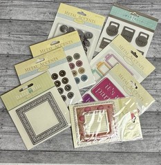 Lot of 8 K&Company & Others ~Metal Accents (Snaps, Hearts, Frames, Tags, Etc.)