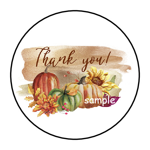 30 THANK YOU FALL AUTUMN STICKERS ENVELOPE SEALS LABELS 1.5″ ROUND PUMPKINS