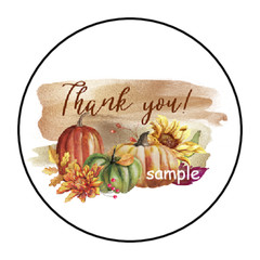 30 THANK YOU FALL AUTUMN STICKERS ENVELOPE SEALS LABELS 1.5″ ROUND PUMPKINS
