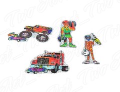 Set of 4 Vintage 90’s Psychedelic Alien Activity Prism Vending Machine Stickers