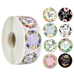 40 Thank You Stickers Cute Flowery Variety Small Business Envelope 1 Inch Round