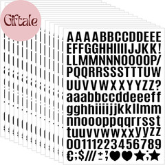 15 Sheet Small Letter Stickers – 1/2 Inch Black Vinyl Self Adhesive Alphabet Num