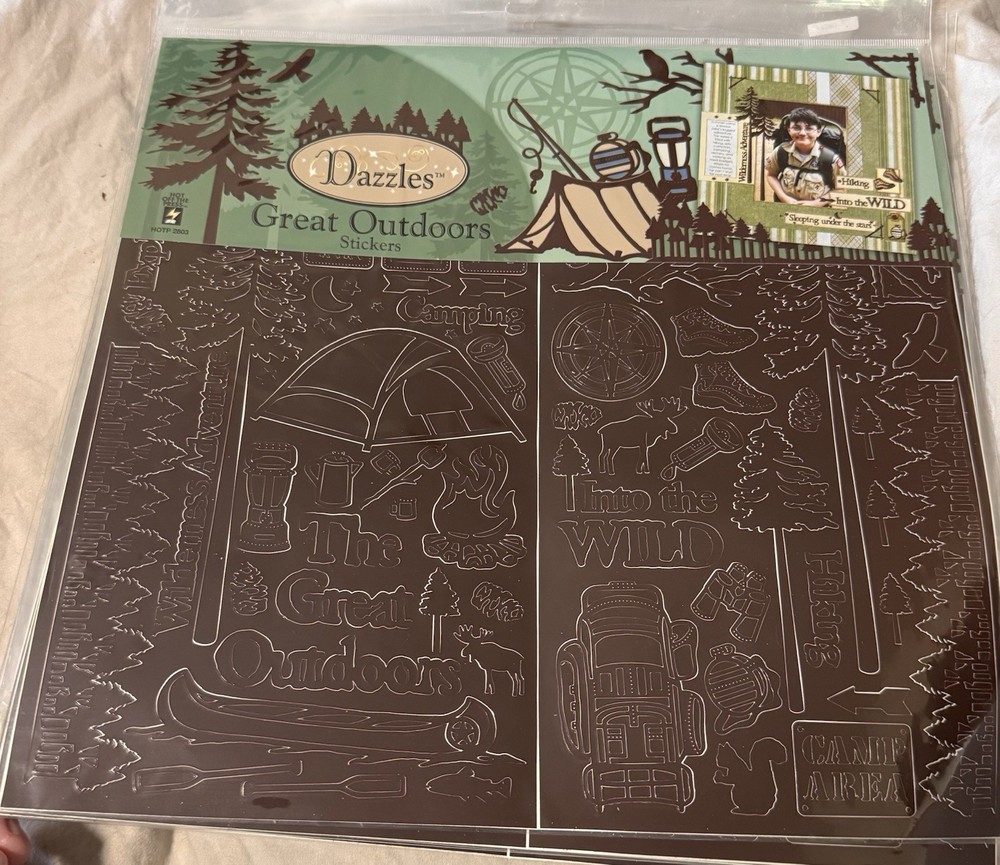 NEW UNUSED DAZZLES GREAT OUTDOORS STICKERS Scrapbooking Stickers Camping Explore