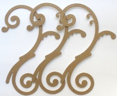 {3} FLOURiSH – Style 3 – Decorative Swirl Bare Chipboard Die Cuts – 4 7/16″
