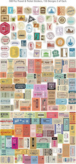 300 Pcs Vintage Travel Stickers Ticket Stickers for Journaling,Luggage Sticker S