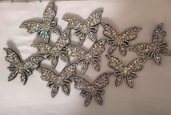 CraftbuddyUS 10 pcs in AB Clear Black BUTTERFLY Rhinestone Gems, No Adhesive