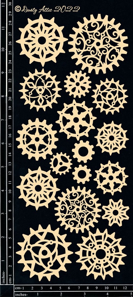 Dusty Attic Chipboard 5×12 – Industrial Jumbo Gears #2, DA3363