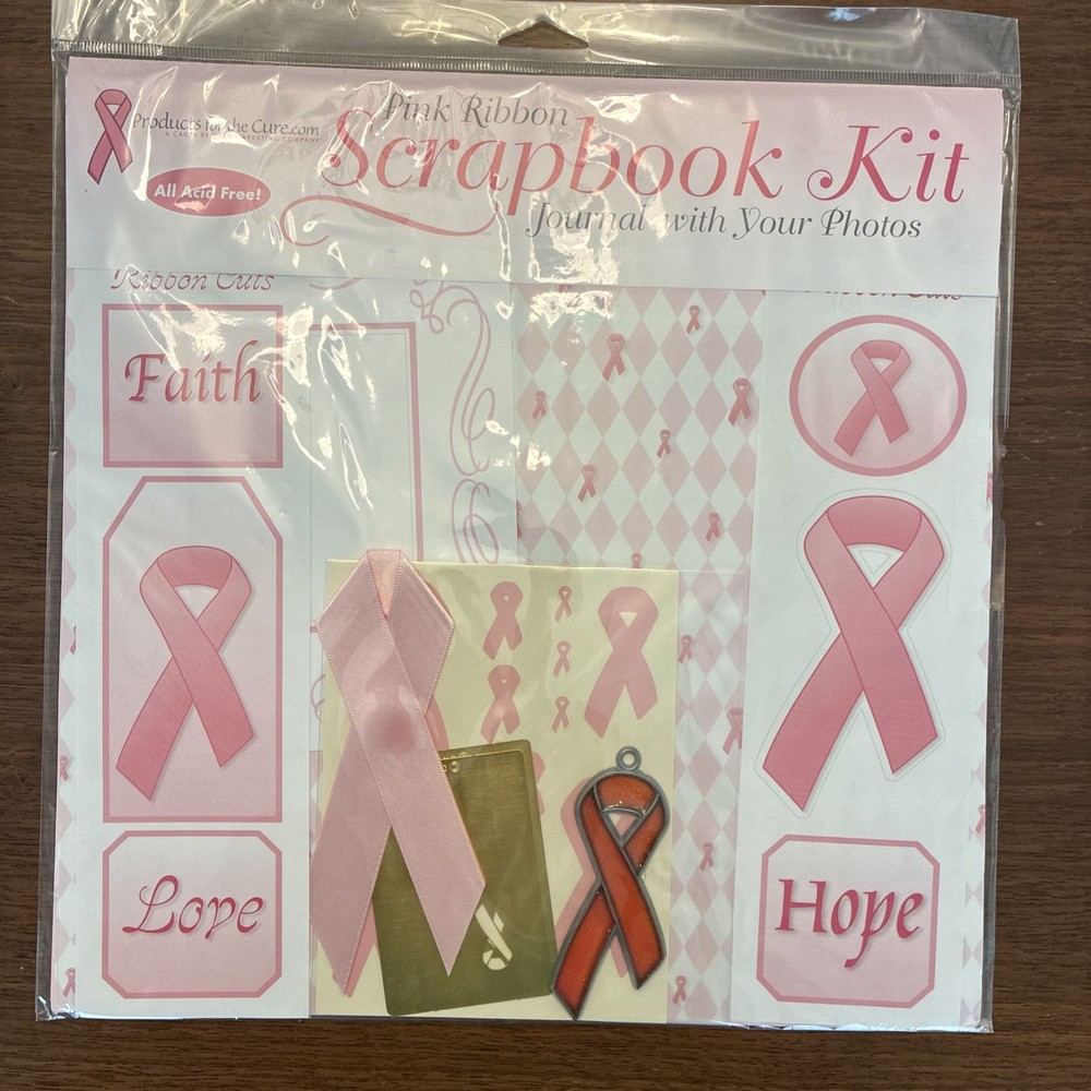 Pink Ribbon Journal Scrapbook Bundle Planner Kit Ribbon Paper