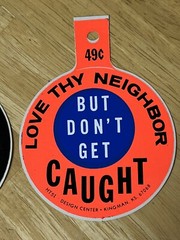 Vintage Set of 1970s Mystery Sticker, Design Center Kansas Dirty Old Men Love 3”