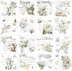 White Magnolia Rub on Transfers for Crafts – Wxiben 16 Sheets Vintage Floral Rub