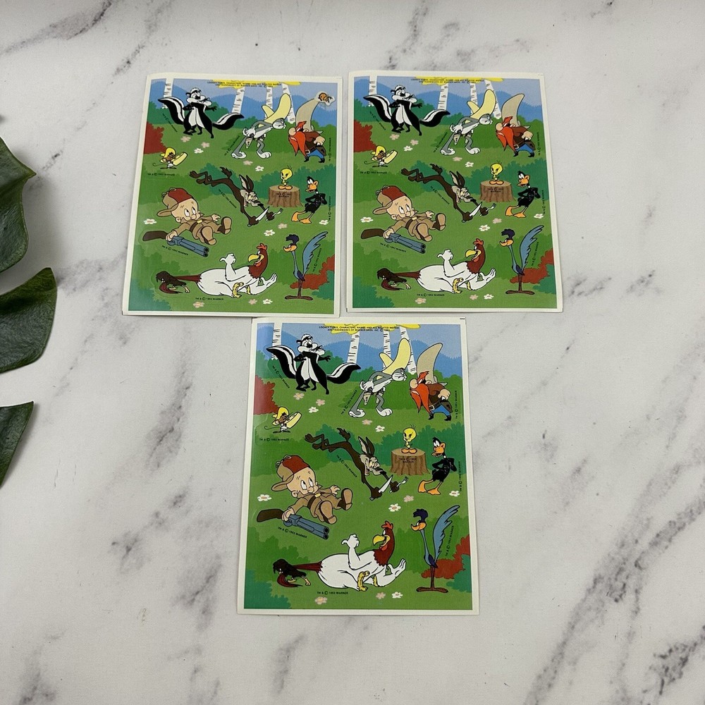 Vintage Looney Tunes Sticker Sheets Lot of 3 1993 Hallmark Bugs Road Runner