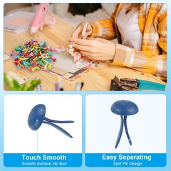 200 Pcs Paper Fasteners Mini Metal Fastener Dark Blue 0.35″x0.2″